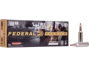 500 Rounds of Federal Premium Meat Eater Ammunition 7mm Winchester Short Magnum (WSM) 150 Grain Trophy Copper Tipped Boat Tail Lead-Free Box of 20 For Sale