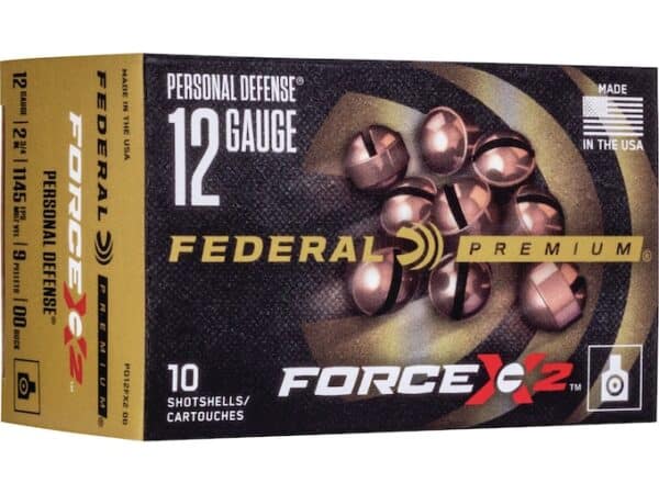 Federal Premium Personal Defense Ammunition 12 Gauge 2-3/4" Force X2 00 Buckshot 9 Pellets Box of 10 For Sale