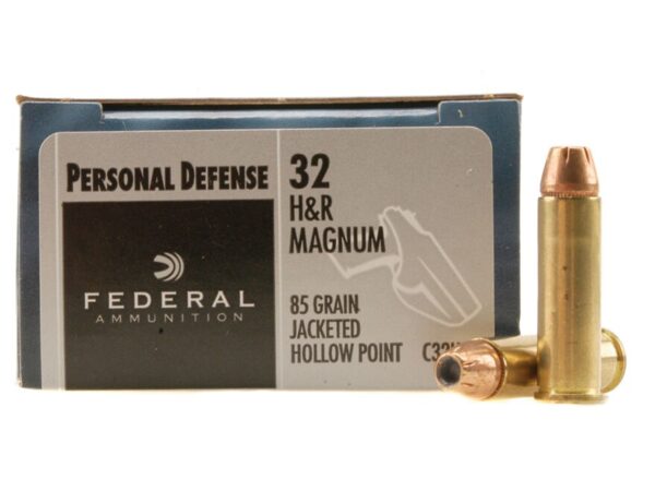 500 Rounds of Federal Premium Personal Defense Ammunition 32 H&R Magnum 85 Grain Jacketed Hollow Point Box of 20 For Sale