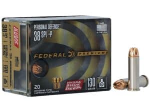 Federal Premium Personal Defense Ammunition 38 Special +P 130 Grain Hydra-Shok Deep Jacketed Hollow Point Box of 20 For Sale