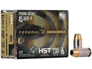 Federal Premium Personal Defense Ammunition 45 ACP +P 230 Grain HST Jacketed Hollow Point Box of 20 For Sale