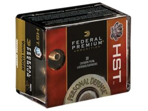 Federal Premium Personal Defense Ammunition 9mm Luger 147 Grain HST Jacketed Hollow Point Box of 20 For Sale