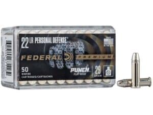 Federal Premium Personal Defense Punch Ammunition 22 Long Rifle 29 Grain Plated Lead Flat Nose For Sale