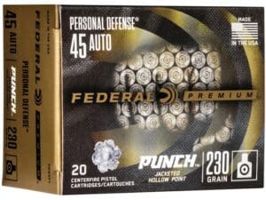 Federal Premium Personal Defense Punch Ammunition 45 ACP 230 Grain Jacketed Hollow Point Box of 20 For Sale