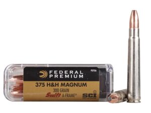 500 Rounds of Federal Premium Safari Ammunition 375 H&H Magnum 300 Grain Swift A-Frame For Sale