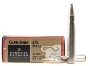 500 Rounds of Federal Premium Safari Ammunition 375 H&H Magnum 300 Grain Trophy Bonded Bear Claw For Sale