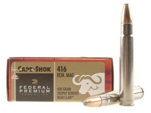 500 Rounds of Federal Premium Safari Ammunition 416 Remington Magnum 400 Grain Trophy Bonded Bear Claw For Sale