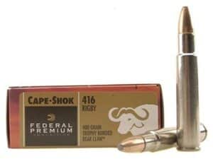 500 Rounds of Federal Premium Safari Ammunition 416 Rigby 400 Grain Trophy Bonded Bear Claw Box of 20 For Sale
