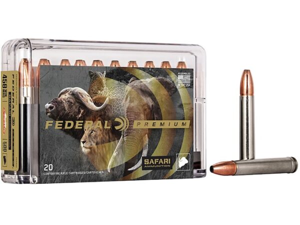 Federal Premium Safari Ammunition 458 Winchester Magnum 500 Grain Swift A-Frame Soft Point Box of 20 For Sale