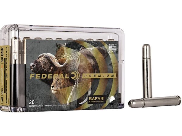 Federal Premium Safari Ammunition 458 Winchester Magnum 500 Grain Trophy Bonded Bear Claw Soft Point Box of 20 For Sale