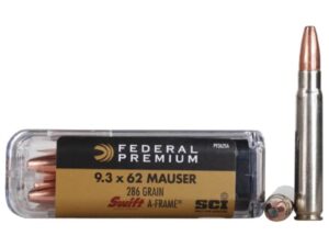 Federal Premium Safari Ammunition 9.3x62mm Mauser 286 Grain Swift A-Frame Box of 20 For Sale
