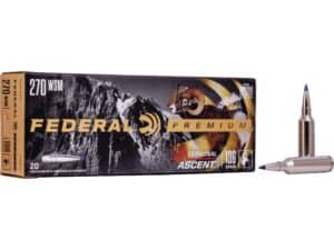 500 Rounds of Federal Premium Terminal Ascent Ammunition 270 Winchester Short Magnum (WSM) 136 Grain Polymer Tip Bonded Boat Tail Box of 20 For Sale