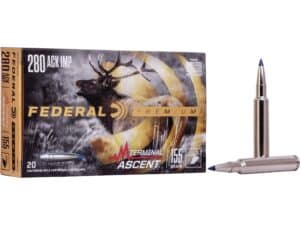 500 Rounds of Federal Premium Terminal Ascent Ammunition 280 Ackley Improved 155 Grain Polymer Tip Bonded Boat Tail Box of 20 For Sale