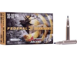 500 Rounds of Federal Premium Terminal Ascent Ammunition 30-06 Springfield 175 Grain Polymer Tip Bonded Boat Tail Box of 20 For Sale