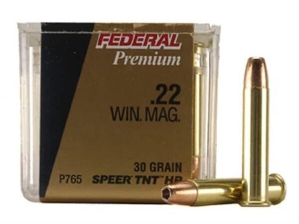 Federal Premium V-Shok Ammunition 22 Winchester Magnum Rimfire (WMR) 30 Grain Speer TNT Jacketed Hollow Point For Sale