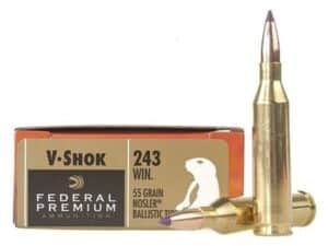 500 Rounds of Federal Premium Varmint Ammunition 243 Winchester 55 Grain Nosler Ballistic Tip Box of 20 For Sale