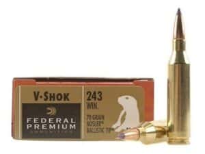 500 Rounds of Federal Premium Varmint Ammunition 243 Winchester 70 Grain Nosler Ballistic Tip Box of 20 For Sale