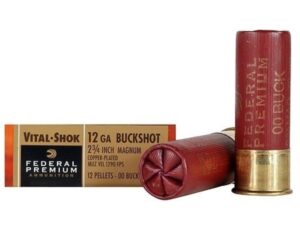 500 Rounds of Federal Premium Vital-Shok Ammunition 12 Gauge 2-3/4″ Buffered 00 Copper Plated Buckshot 12 Pellets Box of 5 For Sale