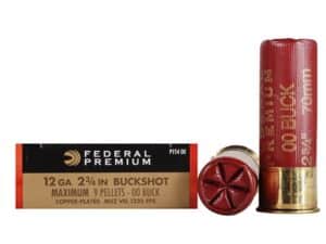 500 Rounds of Federal Premium Vital-Shok Ammunition 12 Gauge 2-3/4″ Buffered 00 Copper Plated Buckshot 9 Pellets Box of 5 For Sale