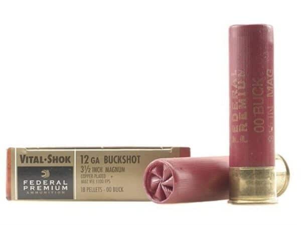 Federal Premium Vital-Shok Ammunition 12 Gauge 3-1/2" Buffered 00 Copper Plated Buckshot 18 Pellets Box of 5 For Sale