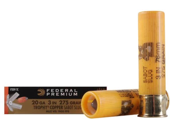 500 Rounds of Federal Premium Vital-Shok Ammunition 20 Gauge 3″ 275 Grain Trophy Copper Tipped Sabot Slug Lead-Free Box of 5 For Sale