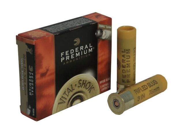 Federal Premium Vital-Shok Ammunition 20 Gauge 3" 3/4 oz TruBall Hollow Point Rifled Slug Box of 5 For Sale