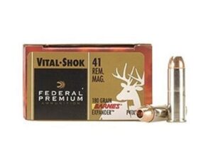 500 Rounds of Federal Premium Vital-Shok Ammunition 41 Remington Magnum 180 Grain Barnes XPB Hollow Point Lead-Free Box of 20 For Sale