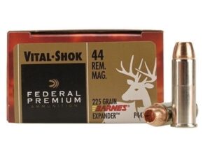 500 Rounds of Federal Premium Vital-Shok Ammunition 44 Remington Magnum 225 Grain Barnes XPB Hollow Point Lead-Free Box of 20 For Sale