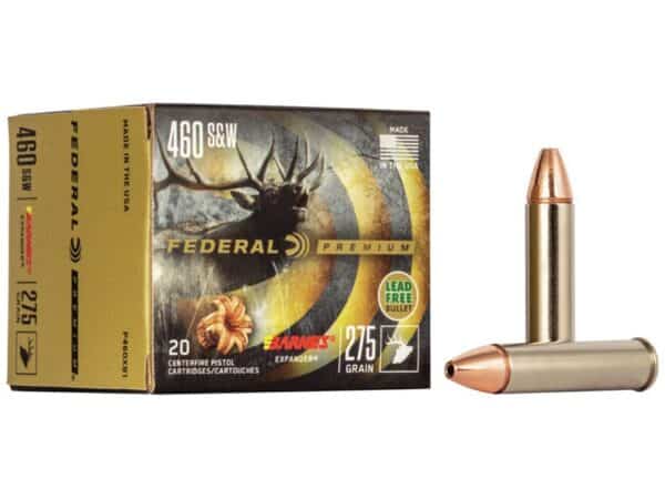 500 Rounds of Federal Premium Vital-Shok Ammunition 460 S&W Magnum 275 Grain Barnes XPB Hollow Point Lead-Free Box of 20 For Sale