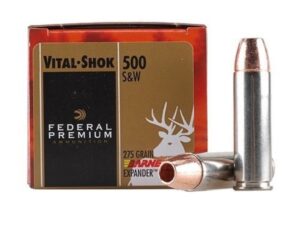 500 Rounds of Federal Premium Vital-Shok Ammunition 500 S&W Magnum 275 Grain Barnes XPB Hollow Point Lead-Free Box of 20 For Sale