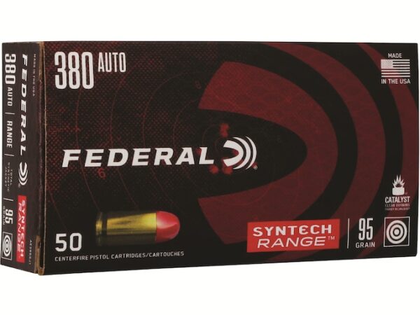 Federal Syntech Range Ammunition 380 ACP 95 Grain Total Synthetic Jacket (TSJ) For Sale