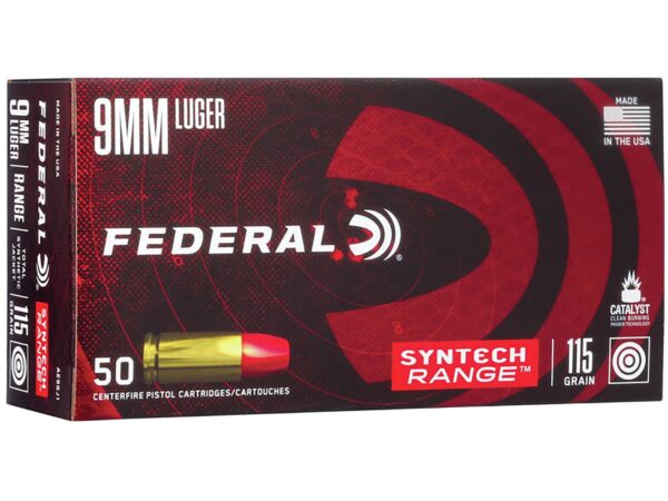 500 Rounds of Federal Syntech Range Ammunition 9mm Luger 115 Grain Total Synthetic Jacket For Sale