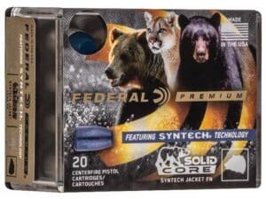 Federal Syntech Solid Core Ammunition 40 S&W 200 Grain Total Synthetic Jacket Hard Cast Flat Nose Box of 20 For Sale