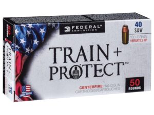 Federal Train + Protect Ammunition 40 S&W 180 Grain Versatile Hollow Point Box of 50 For Sale