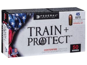 Federal Train + Protect Ammunition 45 ACP 230 Grain Versatile Hollow Point Box of 50 For Sale
