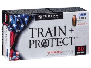 Federal Train + Protect Ammunition 9mm Luger 115 Grain Versatile Hollow Point Box of 50 For Sale
