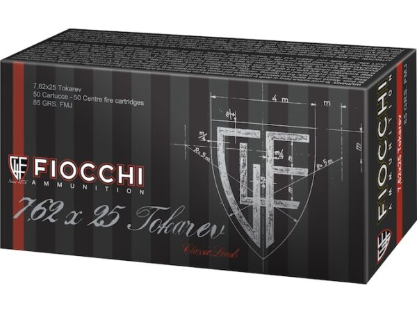 Fiocchi Ammunition 7.62x25mm Tokarev 85 Grain Full Metal Jacket Box of 50 For Sale