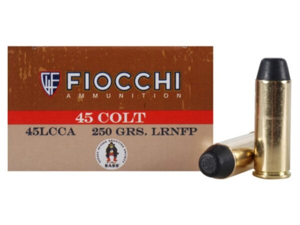Fiocchi Cowboy Action Ammunition 45 Colt (Long Colt) 250 Grain Lead Round Nose Flat Point Box of 50 For Sale