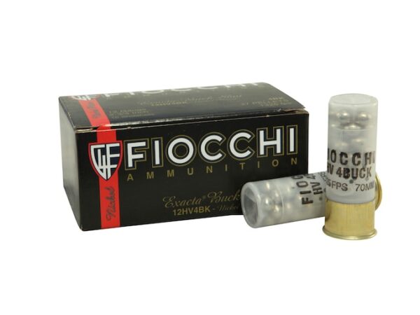 Fiocchi Exacta Ammunition 12 Gauge 2-3/4" #4 Buckshot 27 Nickel Plated Pellets Box of 10 For Sale