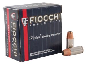 Fiocchi Extrema Ammunition 9mm Luger 147 Grain Hornady XTP Jacketed Hollow Point Box of 25 For Sale