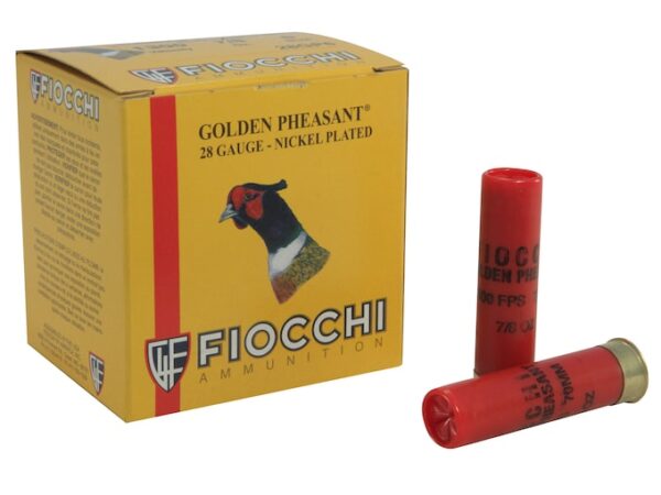 Fiocchi Golden Pheasant Ammunition 28 Gauge 2-3/4" 7/8 oz #6 Nickel Plated Shot Box of 25 For Sale