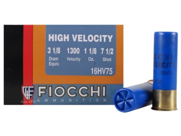 Fiocchi High Velocity Ammunition 16 Gauge 2-3/4" 1-1/8 oz #7-1/2 Chilled Lead Shot Box of 25 For Sale