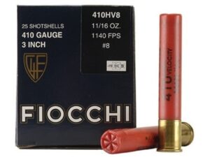 Fiocchi High Velocity Ammunition 410 Bore 3" 11/16 oz #8 Shot Box of 25 For Sale