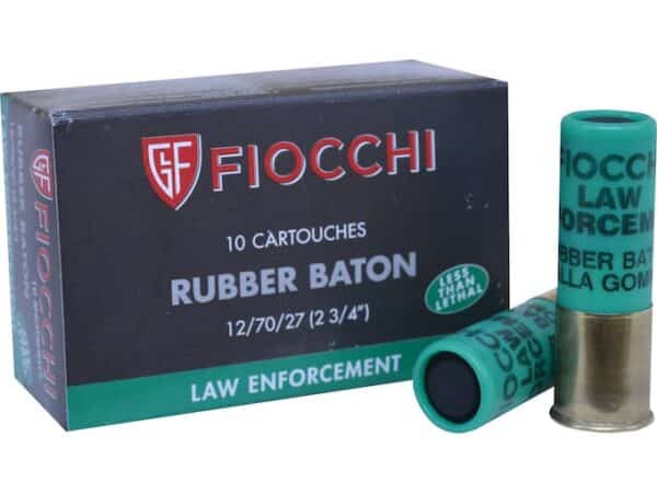 Fiocchi Less Lethal Ammunition 12 Gauge 2-3/4" 4.8 Gram Rubber Baton Slug For Sale