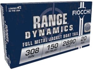 Fiocchi Range Dynamics Ammunition 308 Winchester 150 Grain Full Metal Jacket For Sale