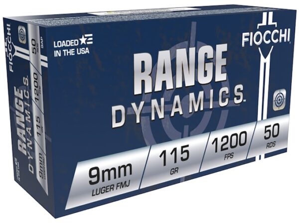 Fiocchi Range Dynamics Ammunition 9mm Luger 115 Grain Full Metal Jacket For Sale