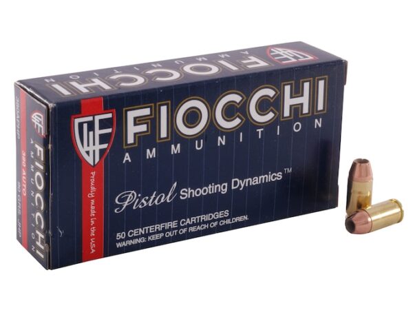 Fiocchi Shooting Dynamics Ammunition 380 ACP 90 Grain Jacketed Hollow Point Box of 50 For Sale