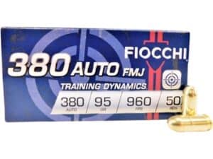 Fiocchi Training Dynamics Ammunition 380 ACP 95 Grain Full Metal Jacket Box of 50 For Sale