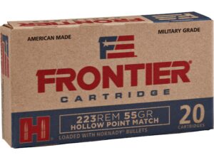 500 Rounds of Frontier Cartridge Military Grade Ammunition 223 Remington 55 Grain Hornady Hollow Point Match For Sale