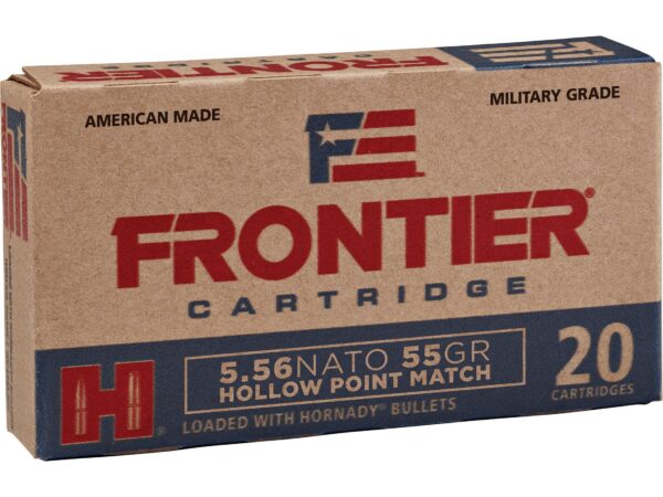 500 Rounds of Frontier Cartridge Military Grade Ammunition 5.56x45mm NATO 55 Grain Hornady Hollow Point Match For Sale